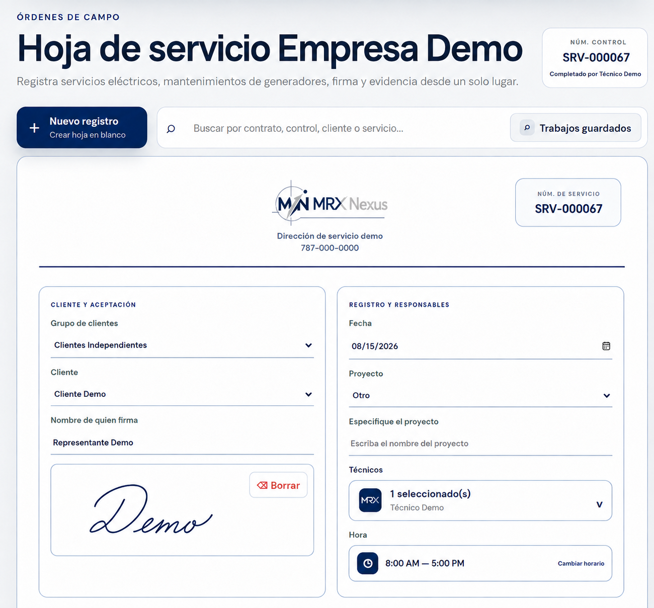 Registre el servicio